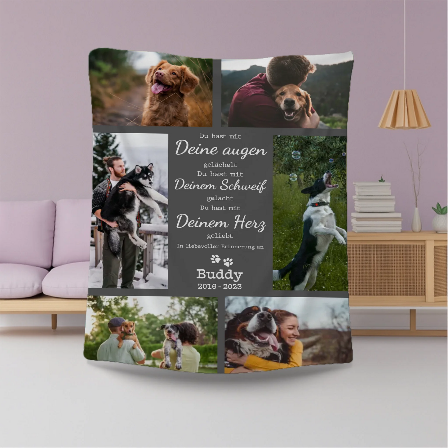 Unvergessene Pfoten - Personalisierte Decke